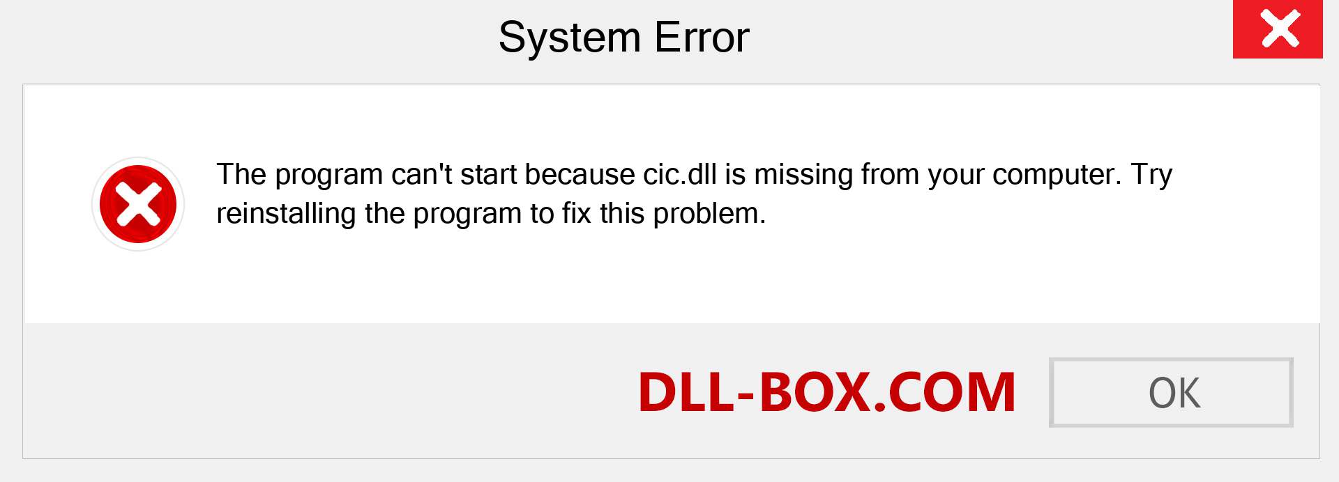  cic.dll file is missing?. Download for Windows 7, 8, 10 - Fix  cic dll Missing Error on Windows, photos, images
